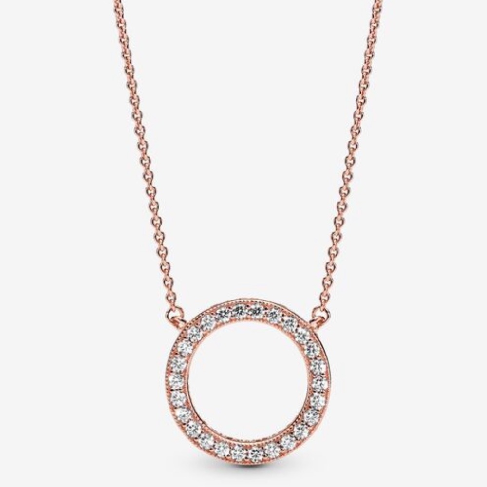 Pandora Circle of Sparkle rose gold necklace